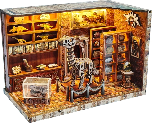 Miniatura de casita Instituto de Investigación de Dinosaurios – kit DIY con iluminación LED