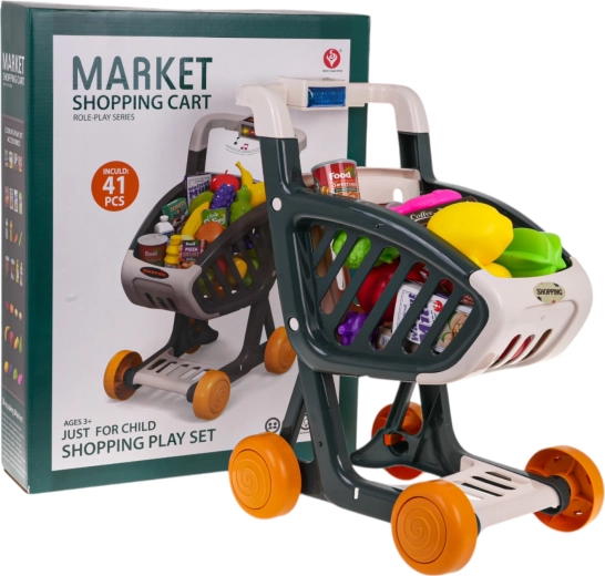 Carrito de compra interactivo con luces y música, 41 piezas – Verde