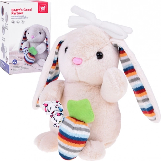 Conejito de peluche con caja de música y sujeción a la cuna