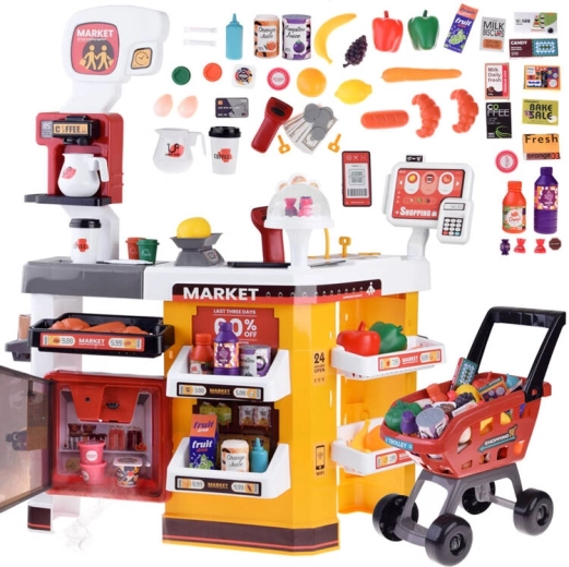Gran juguete de supermercado para niños con carrito y accesorios