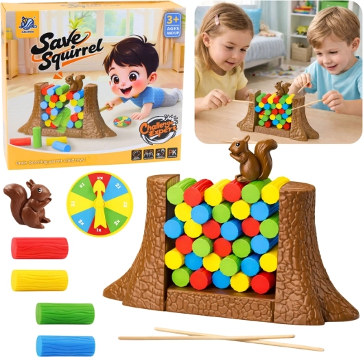 Juego familiar de habilidad Salva a la ardilla con spinner