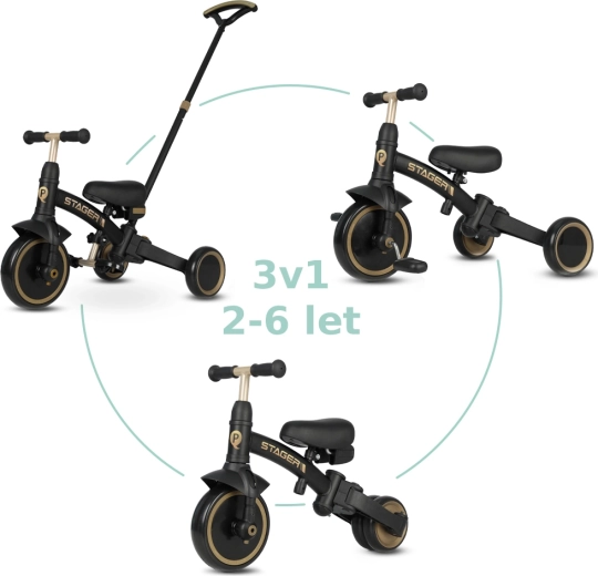 Triciclo Qplay Stager 3 en 1 marrón – Platinum