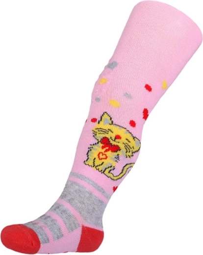 Leotardos de algodón New Baby con antideslizante y gatita, rosa claro, talla 104–110