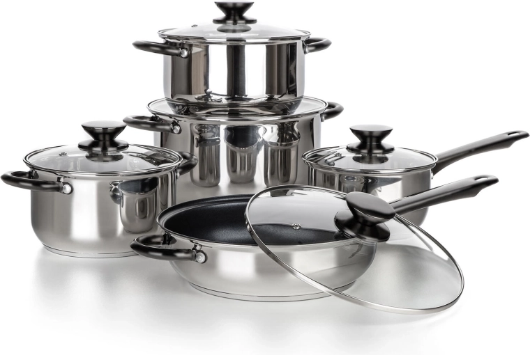 Juego de utensilios de cocina de acero inoxidable SWING Black, 10 piezas
