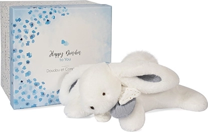 Set de regalo Doudou - conejito de peluche con pompón blanco