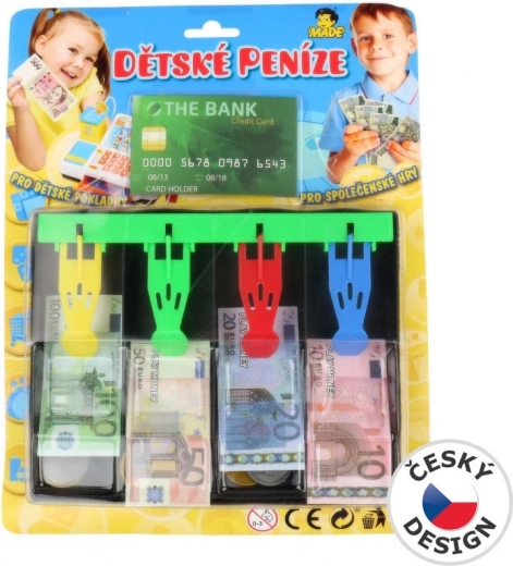 Caja registradora infantil con dinero en euros