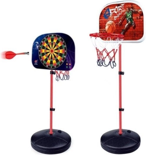 2 en 1: baloncesto y dart en un solo soporte