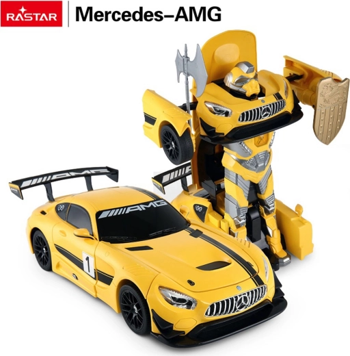 Coche RC y robot 2 en 1 Rastar Mercedes-AMG GT3 1:14 amarillo