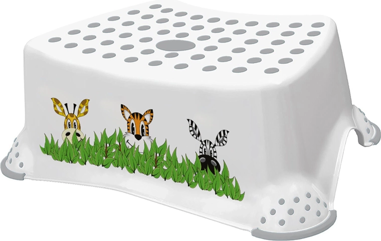 Taburete infantil antideslizante Jungle, blanco