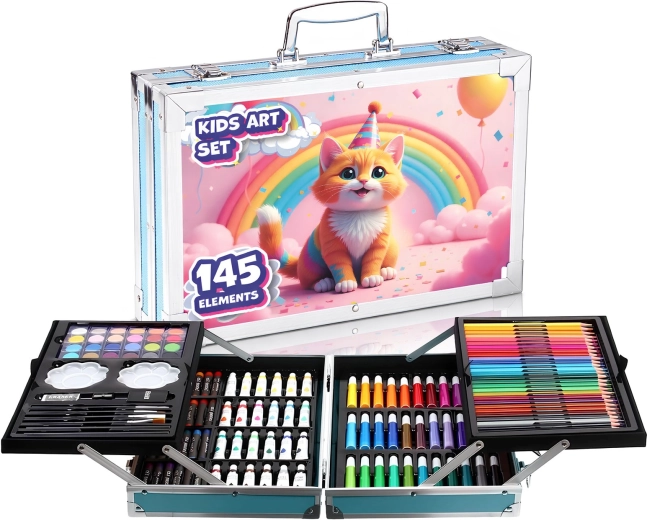 Set artístico Renew Force en maletín con motivo de gatos 145 piezas
