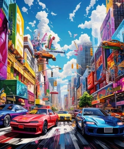 Pintura de diamantes Ciudad colorida 30 × 40 cm