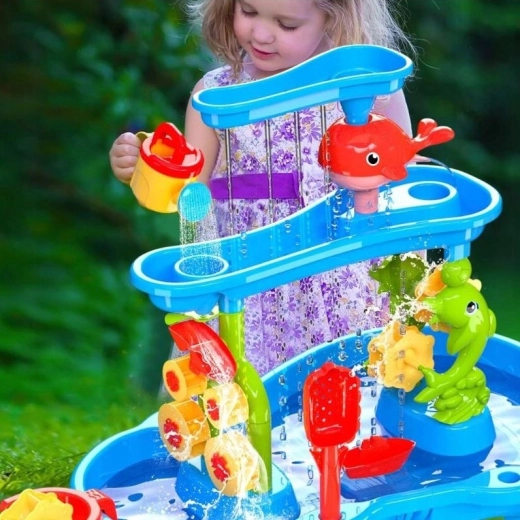 Cascada de 3 niveles con ruedas de agua