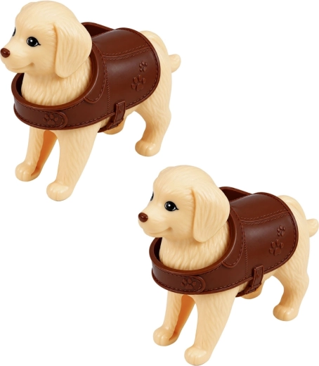 Dos perritos con accesorios de cuidado