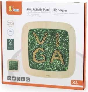Juego de pared de madera con lentejuelas