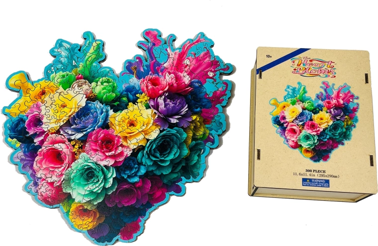 Puzzle de madera corazón floral