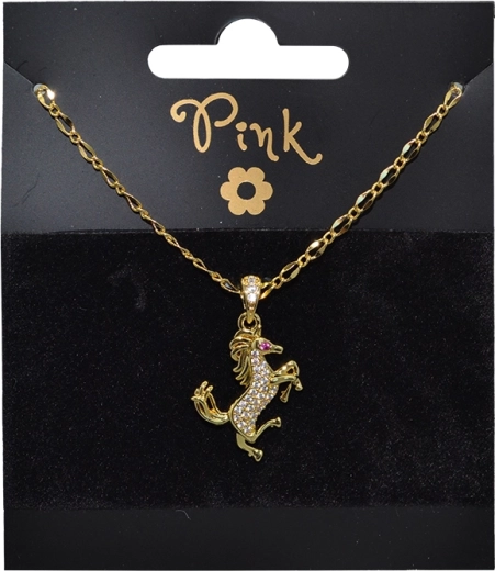 Pulsera chapada en oro con colgante de caballo