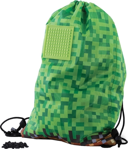 PIXIE CREW mochila tipo saco Minecraft verde-marrón