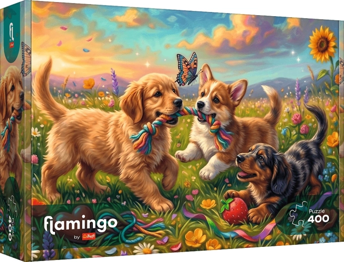 Puzzle Trefl Flamingo: Cachorritos juguetones 400 piezas