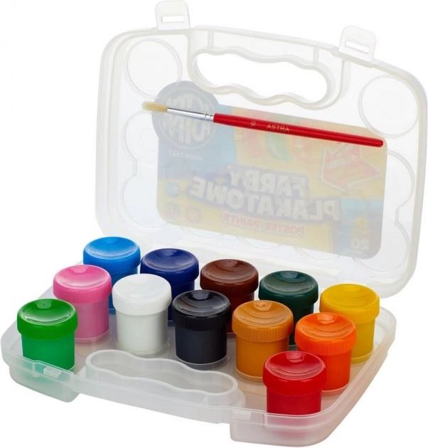 Pinturas témpera ASTRA 12×20 ml en maletín de plástico