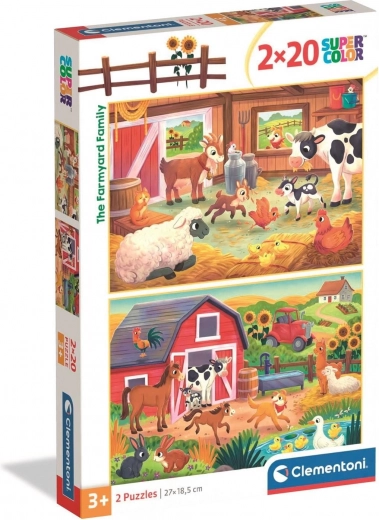 Puzzle familia de la granja 2×20 piezas CLEMENTONI