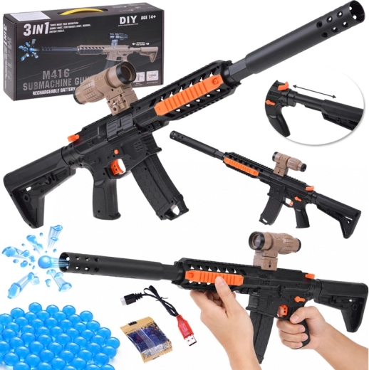 Gel blaster M416 para bolitas de gel 3 en 1 con batería (DIY) - 1 unidad