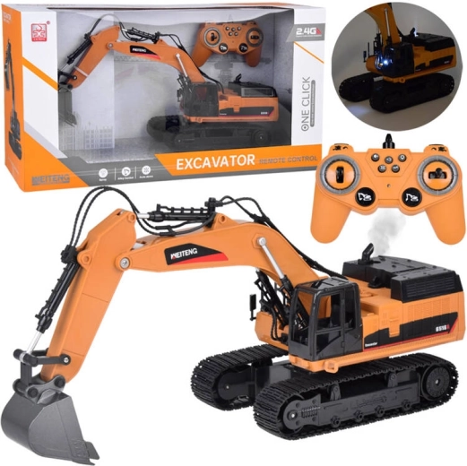 Excavadora RC de orugas con humo, sonidos y luces LED + control remoto
