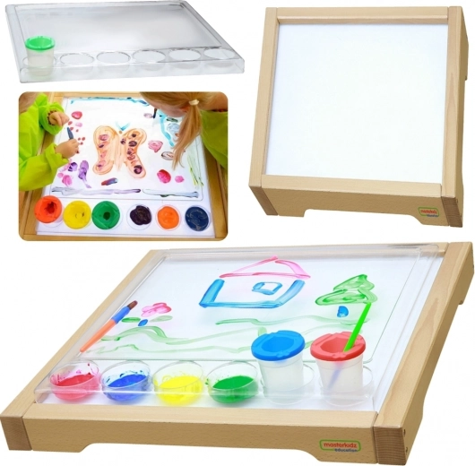 Marco sensorial Masterkidz con panel LED y bandeja de dibujo transparente