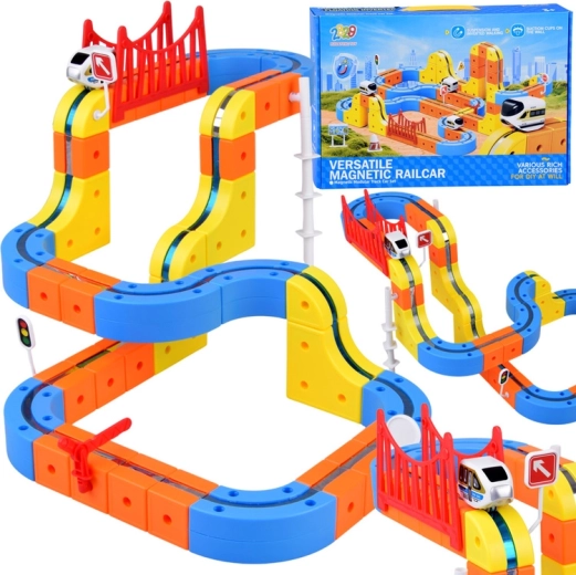 Pista de carreras modular magnética con vehículo magnético para niños