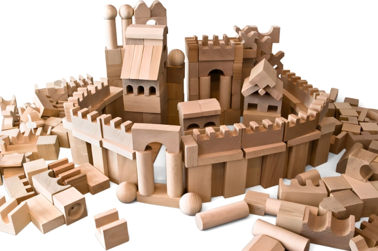 2Kids Toys bloques de madera natural XL, 220 piezas