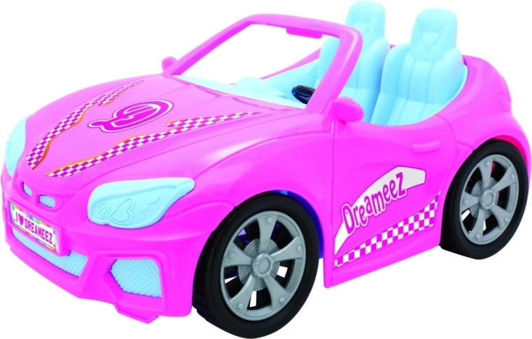 Elegante descapotable rosa para una conducción llena de acción