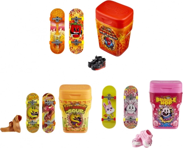 Cajita HOT WHEELS para fingerboards: 2 fingerboards y zapatos de skate desmontables