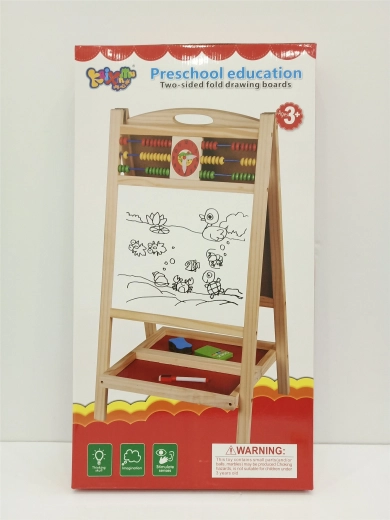 Pizarra infantil de madera de doble cara con ábaco