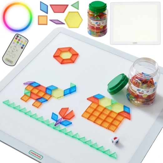 Panel LED cuadrado de colores MASTERKIDZ con mosaico Montessori de 140 piezas