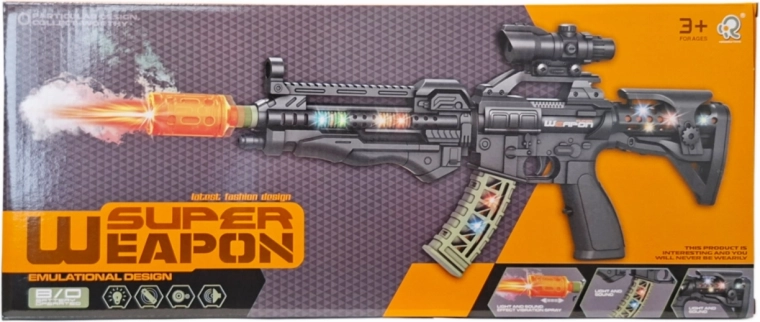 Juguete: rifle con efecto de humo, luces y sonidos