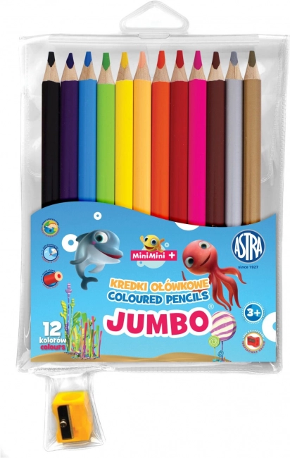 Astra lápices de colores Mini Mini Jumbo 12 uds con sacapuntas