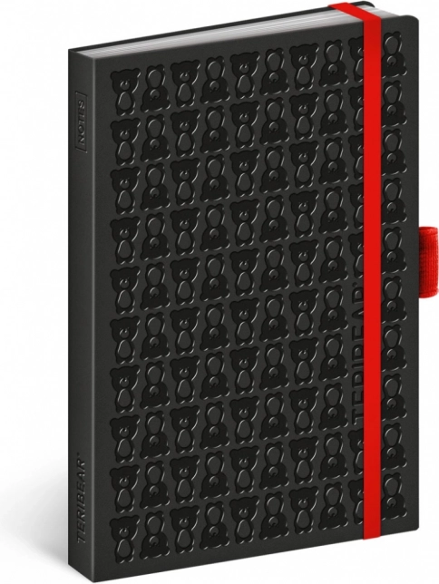Cuaderno de notas NOTIQUE TERIBEAR, negro, con líneas, 9 × 13 cm