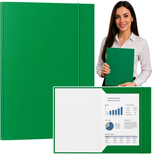 Carpeta de documentos de cartón con goma A4, verde - 1 unidad