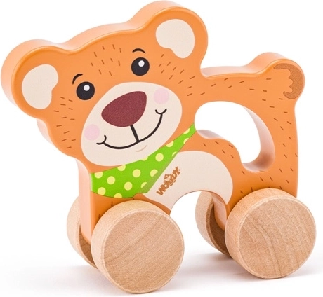 Woodyland osito de madera con ruedas y asa