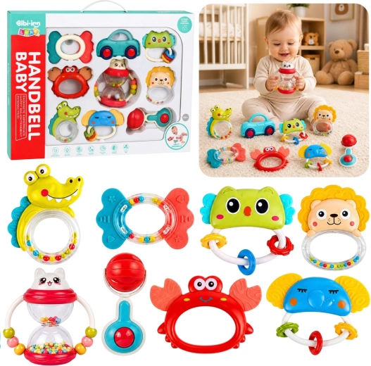 Set de sonajeros y mordedores para bebés 9 uds. – coloridos con elementos móviles