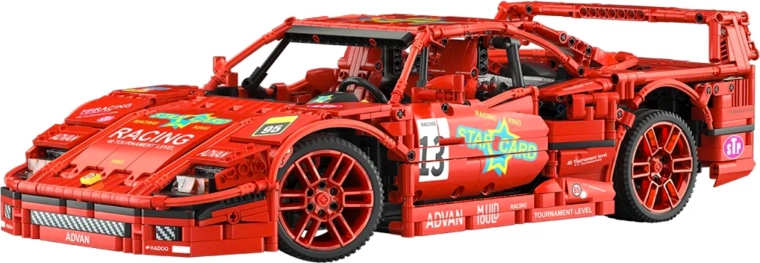 Set de construcción de coche deportivo rojo a escala 1:10, 2688 piezas