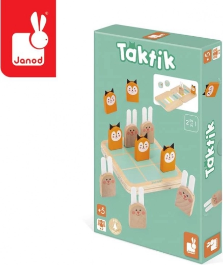 Janod - Dos juegos estratégicos en uno: Tres en raya y Carrera Tactic para niños a partir de 5 años
