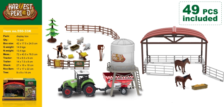 Granja con corral, tractor y efectos de luz – 49 piezas