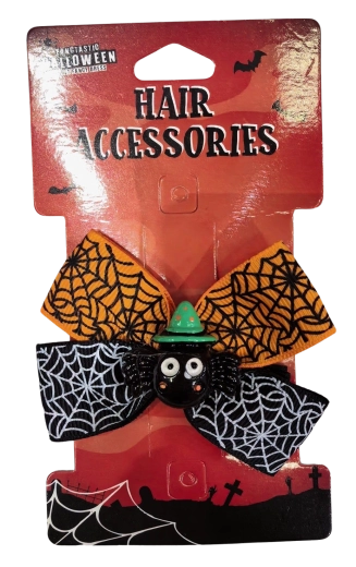 Pasador de pelo de Halloween con arañita y lazo