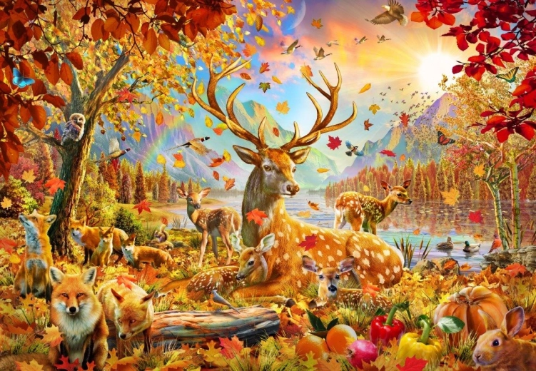Puzzle Bluebird Animalitos en otoño 1000 piezas