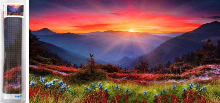 Pintura con diamantes – puesta de sol en las montañas 80 × 40 cm