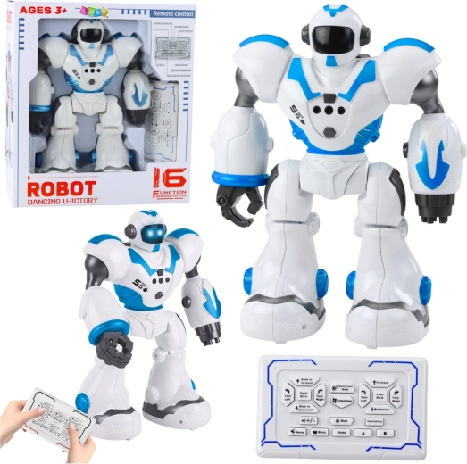 Robot educativo interactivo con mando a distancia, 16 funciones, luces y sonidos – azul