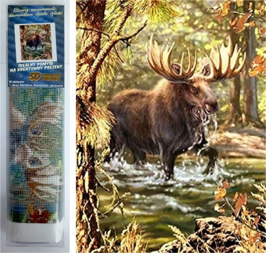 Norimpex Pintura de diamantes Alce en el río 30x40cm