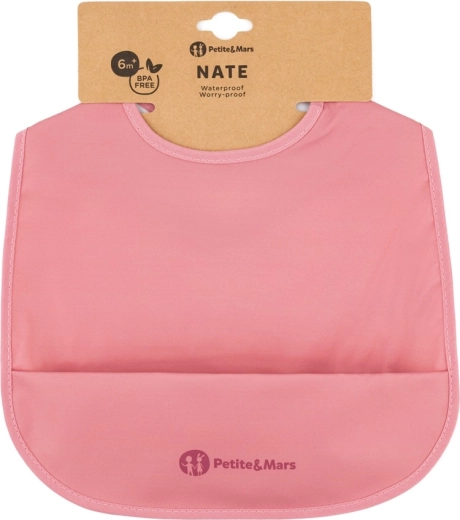 Petite&Mars babero de PU Nate dusty rose 6m+