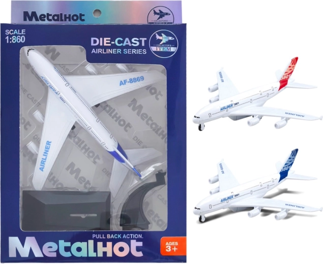 Modelo metálico de avión Airliner MetalHot 1:860 con mecanismo de retroceso