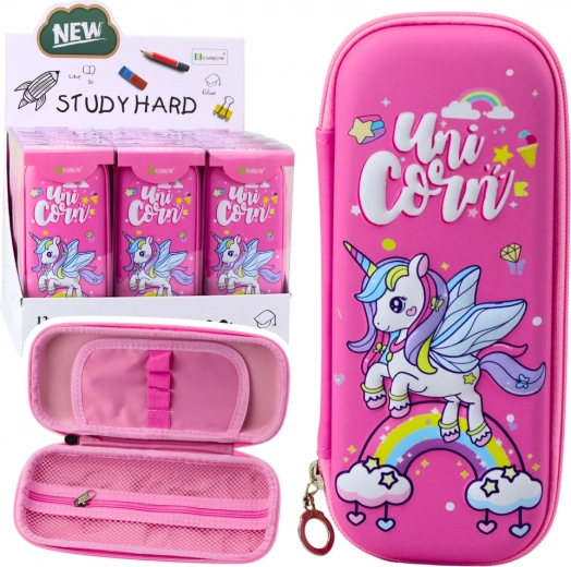 Estuche escolar rígido Unicornio rosa